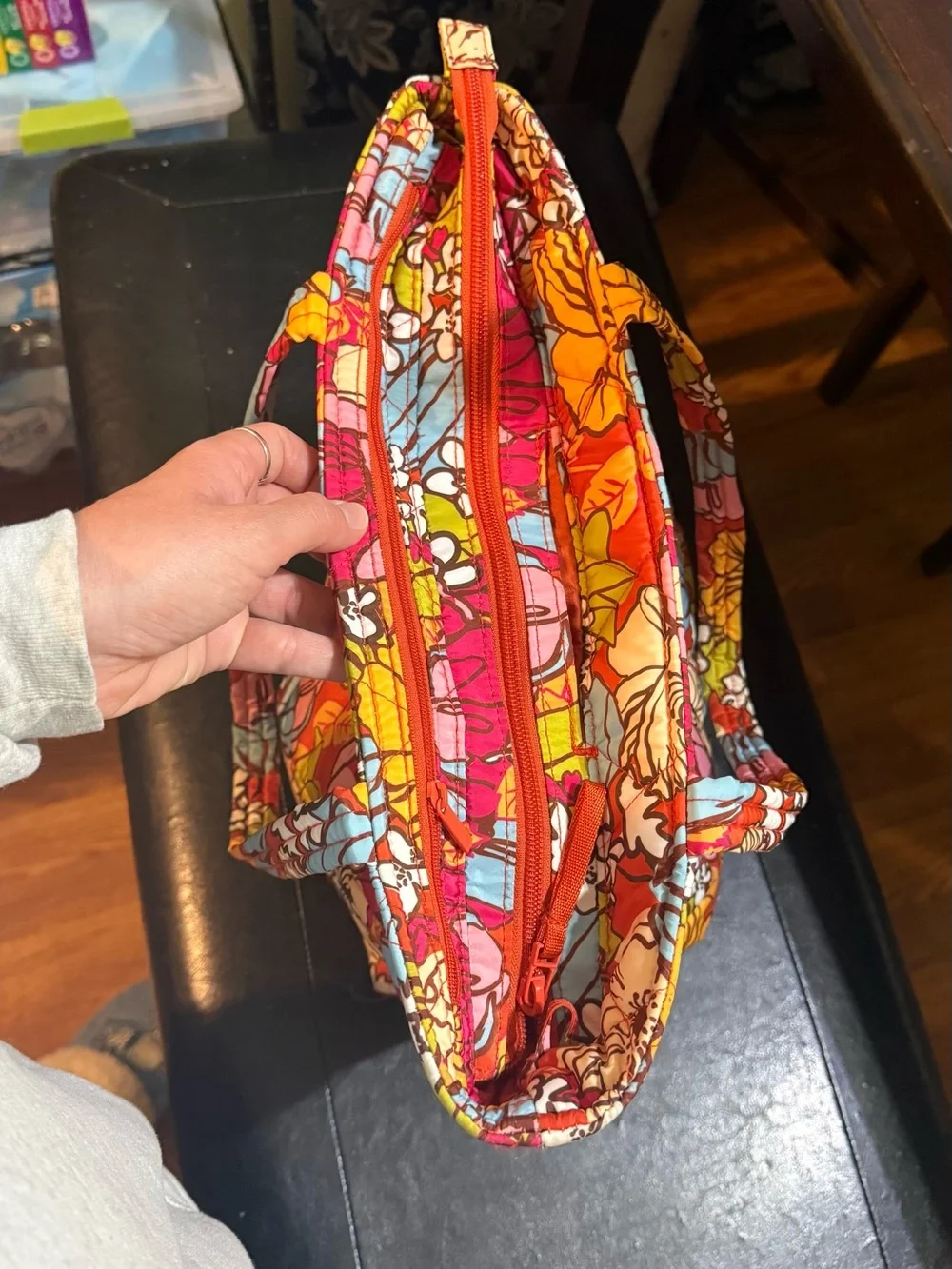 Vera Bradley Floral Quilted Tote in Red-Orange Multi